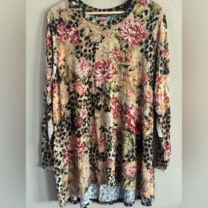 Johnny Was Floral and Leopard Print Blouse